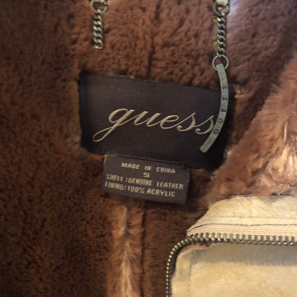 Guess Brown/Tan Leather Jacket Size Small - Picture 8 of 9